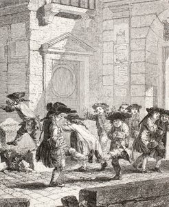 Niños pequeños saliendo de la escuela, 1875 de Augustin de Saint Aubin
